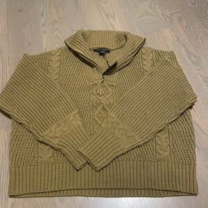 Skull Cashmere Moss Green Half Zip Knit Sweater NEW XS